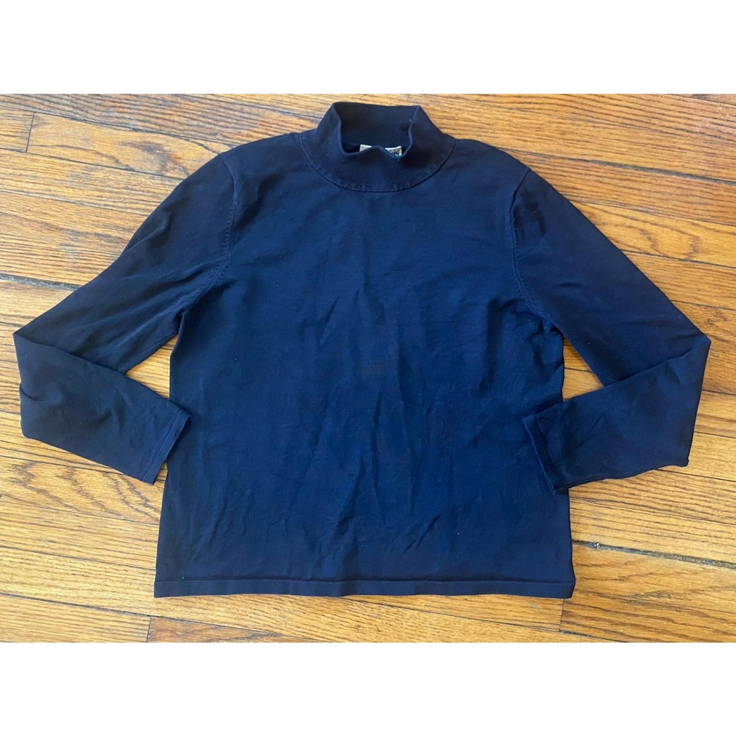 Vintage Pendleton Mock Top Women’s Petite Medium Shirt Black Stretch Basic