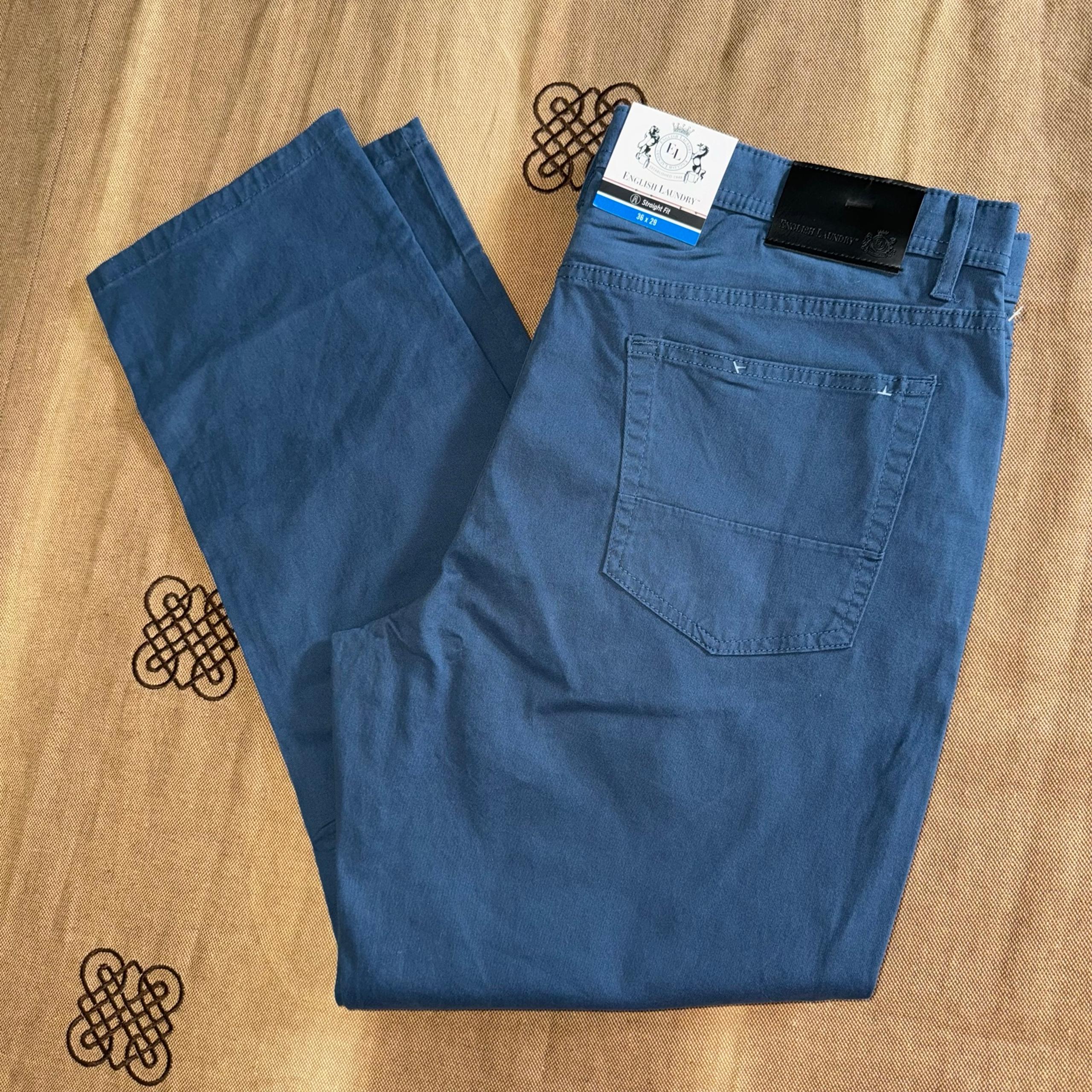 English Laundry NWT! Men"S Indigo Blue Flat Front Straight Fit Chino Pant