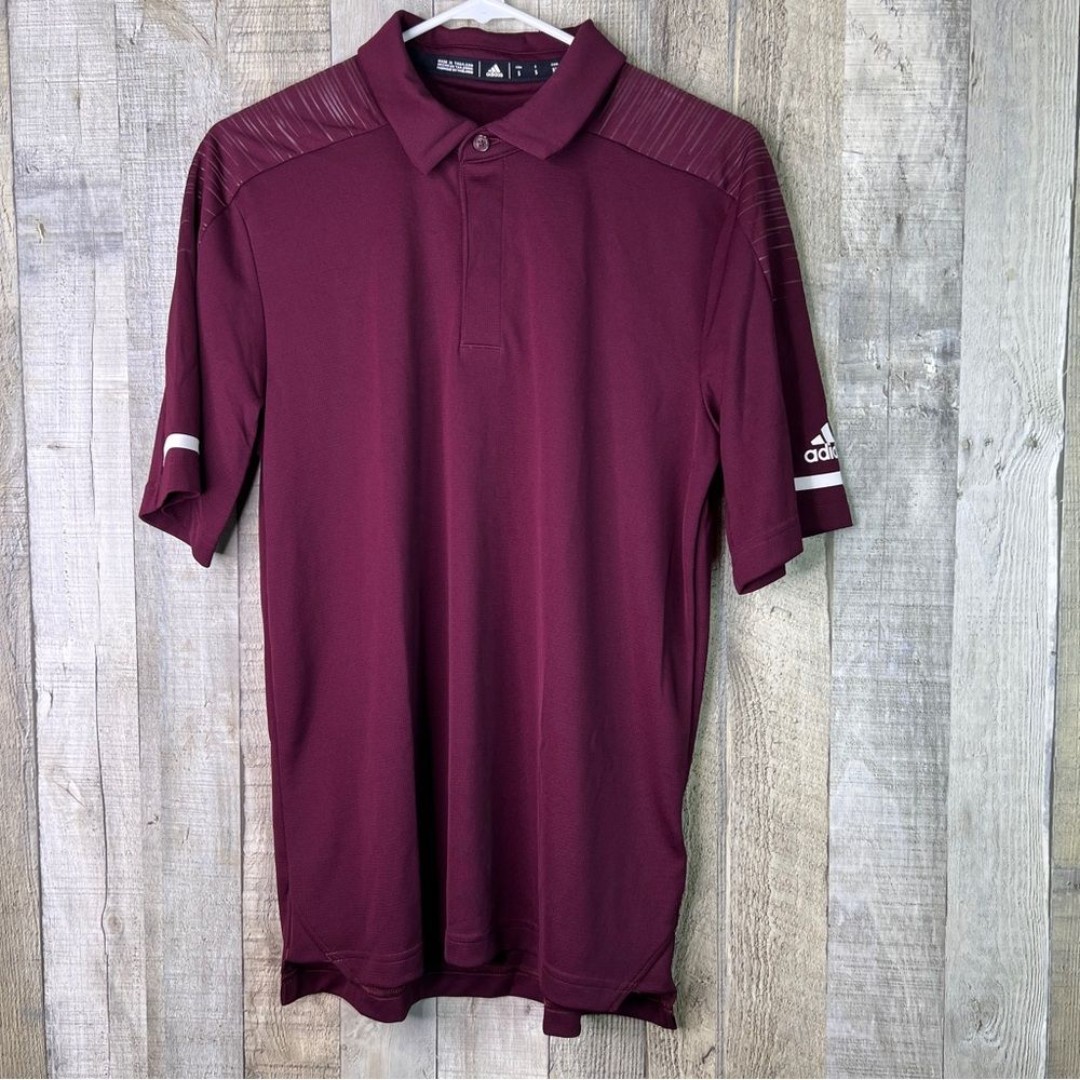 Adidas Size Small Climalite Maroon/Burgundy Polo Athletic Short Sleeve Shirt