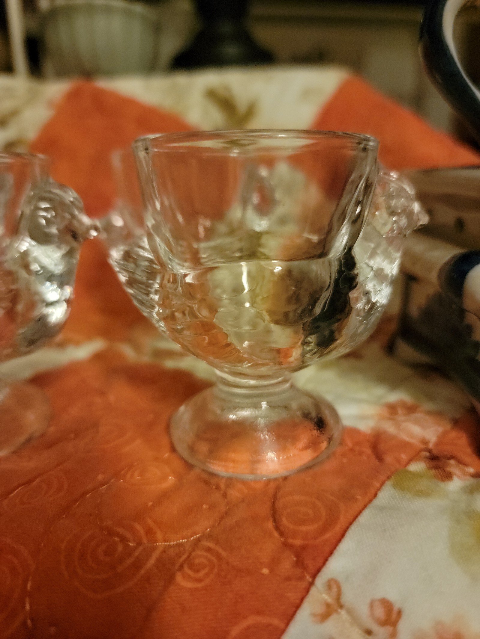 9 Glass French Made signed Egg Cups