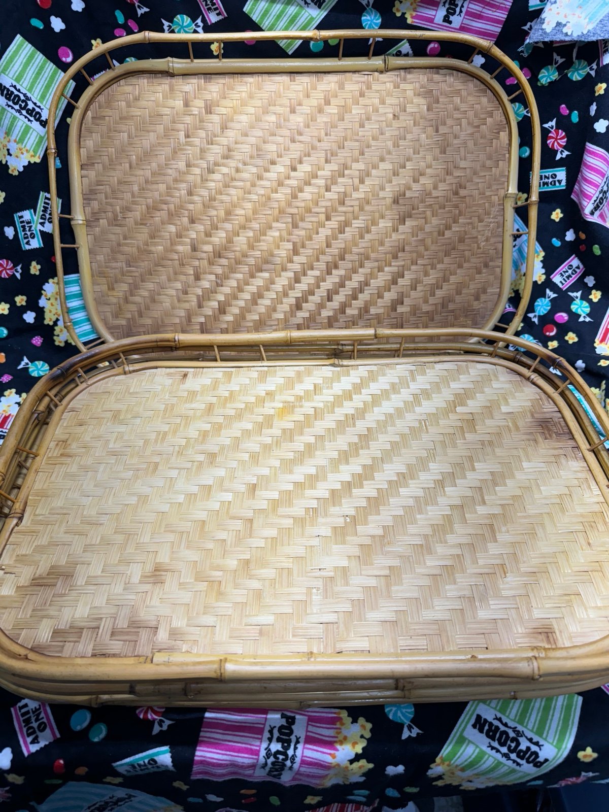 Vintage wicker bamboo tray