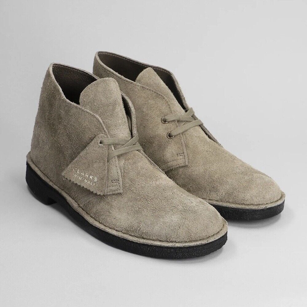 NWT Clarks Men's Desert Boot Lace Up Shoes In Gray Suede Size 11 1/2