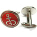 Vintage Gibdock Cufflinks European Ship Repair Company Silver Tone Red Enamel