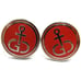 Vintage Gibdock Cufflinks European Ship Repair Company Silver Tone Red Enamel