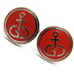 Vintage Gibdock Cufflinks European Ship Repair Company Silver Tone Red Enamel