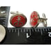 Vintage Gibdock Cufflinks European Ship Repair Company Silver Tone Red Enamel