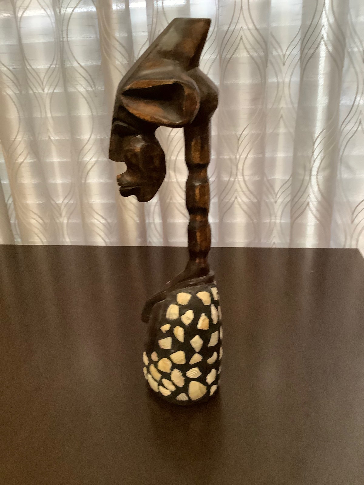Ethnic Wood Woman's Head figurine