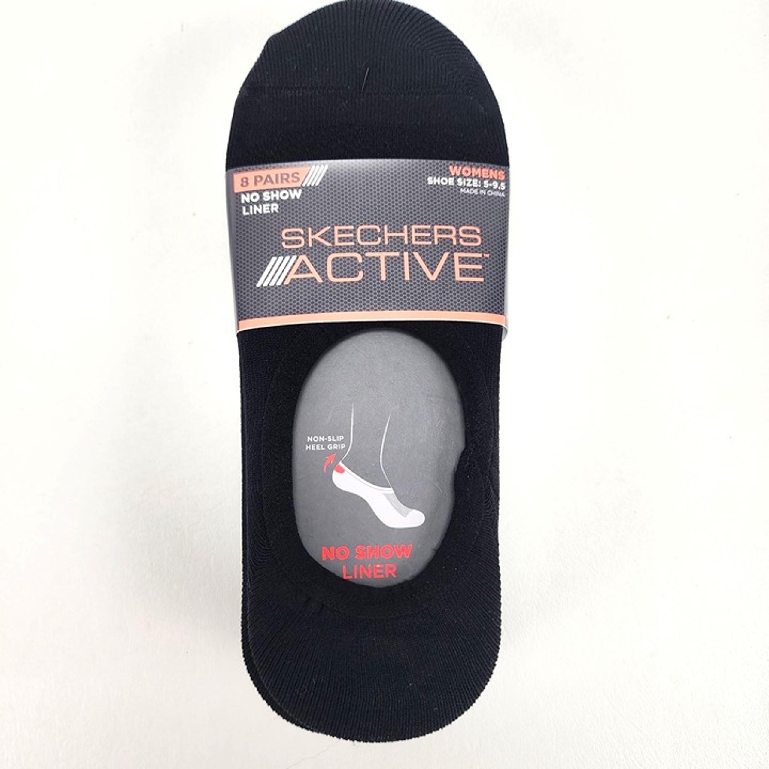 NEW Skechers Active No Show Liner Socks 8 Pairs Gray Blk Wht Combo Sizes 5-9.5