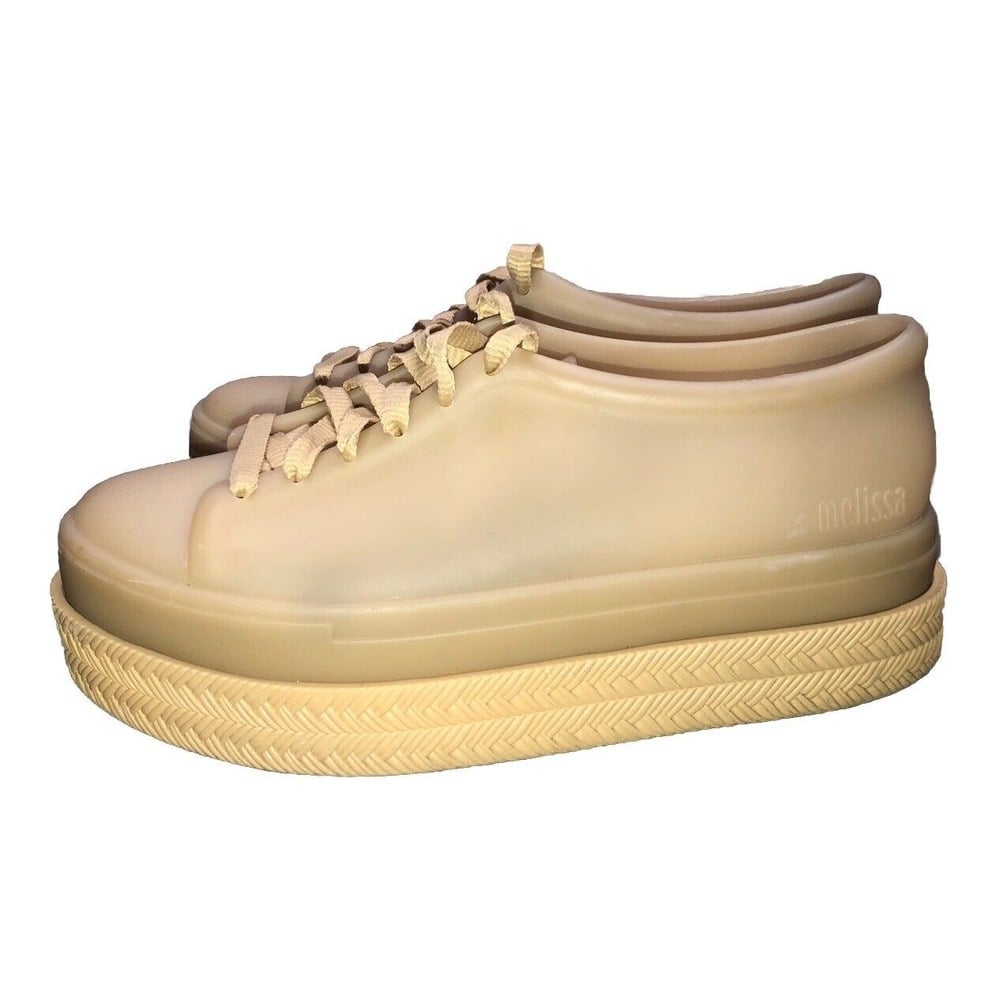 Melissa Be II Espadrille Platform Jelly Sneaker Women's 6 Cream Beige Rubber 37