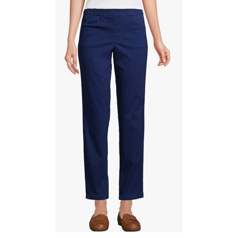 Lands' End 20W Deep Sea Navy Chino Pull On Ankle Pants NEW !