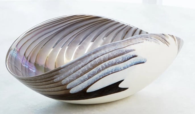 Home Decorative Ivory Grey/ Amrrhyst Oval Bowl