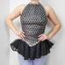 Vintage Handmade Black & Silver Sequin Trim Halter Top / Dancers Costume