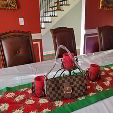 Brown Checkered Denim Handbag
