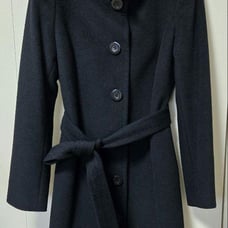 Excellent Condition INDIVI Black Long Coat Size 40 Angora 65% Wool 35%