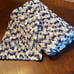 Super Soft chunky crochet Baby Blanket (Blue/lt blue/white) with Bonus Lovey