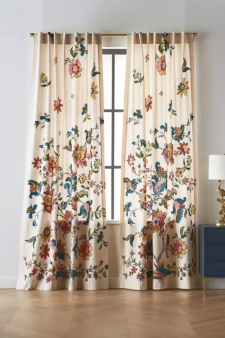 New Anthropologie Home Decor Adele Floral Cotton Window Curtain Panel 50”x96”