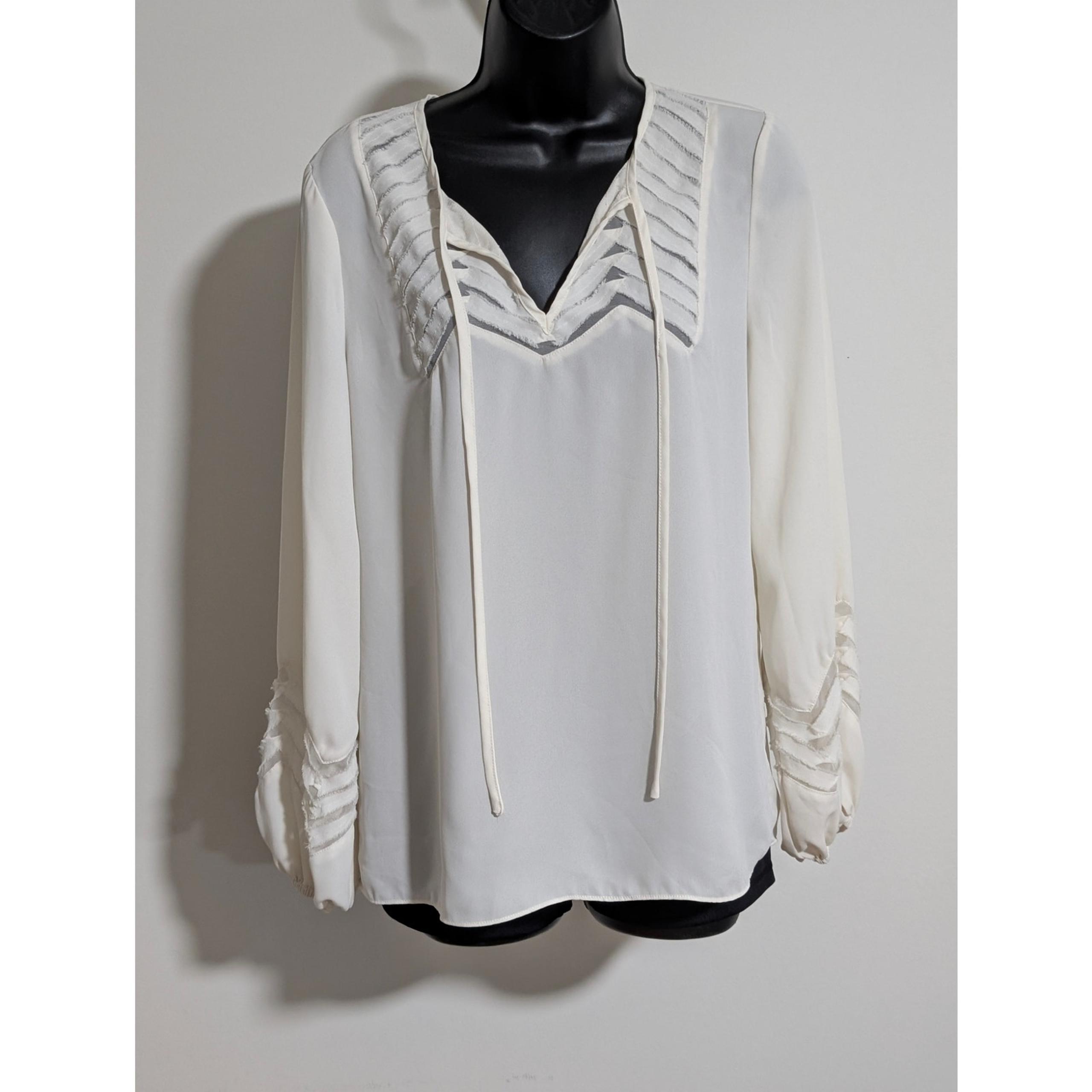 Esley Off-White Long Sleeve Flowy Blouse - Size M