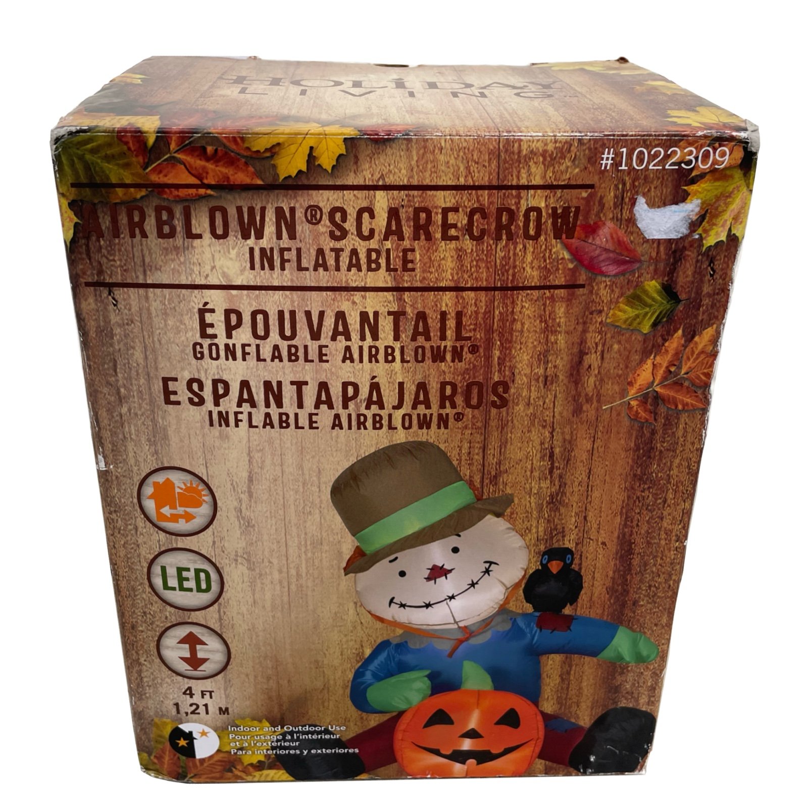 Gemmy 4 Scarecrow Sitting w/ Pumpkin+Crow Fully Tested New w/ Hooks Inflatable