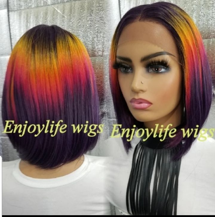 Human Hair colorful bob wig