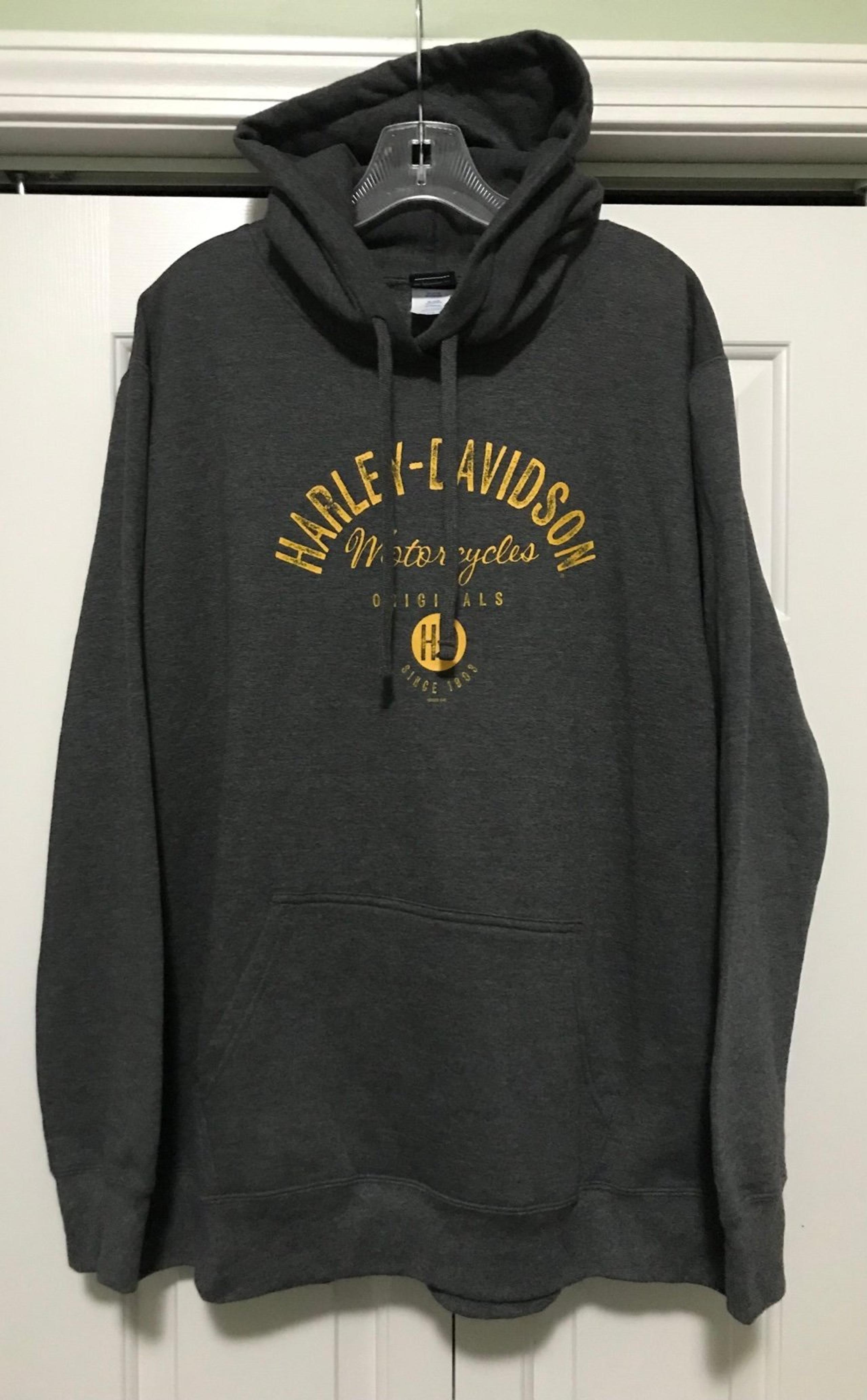 Harley Davidson Womens 3XL Gray Cotton Blend Drawstring Hoodie Sweatshirt