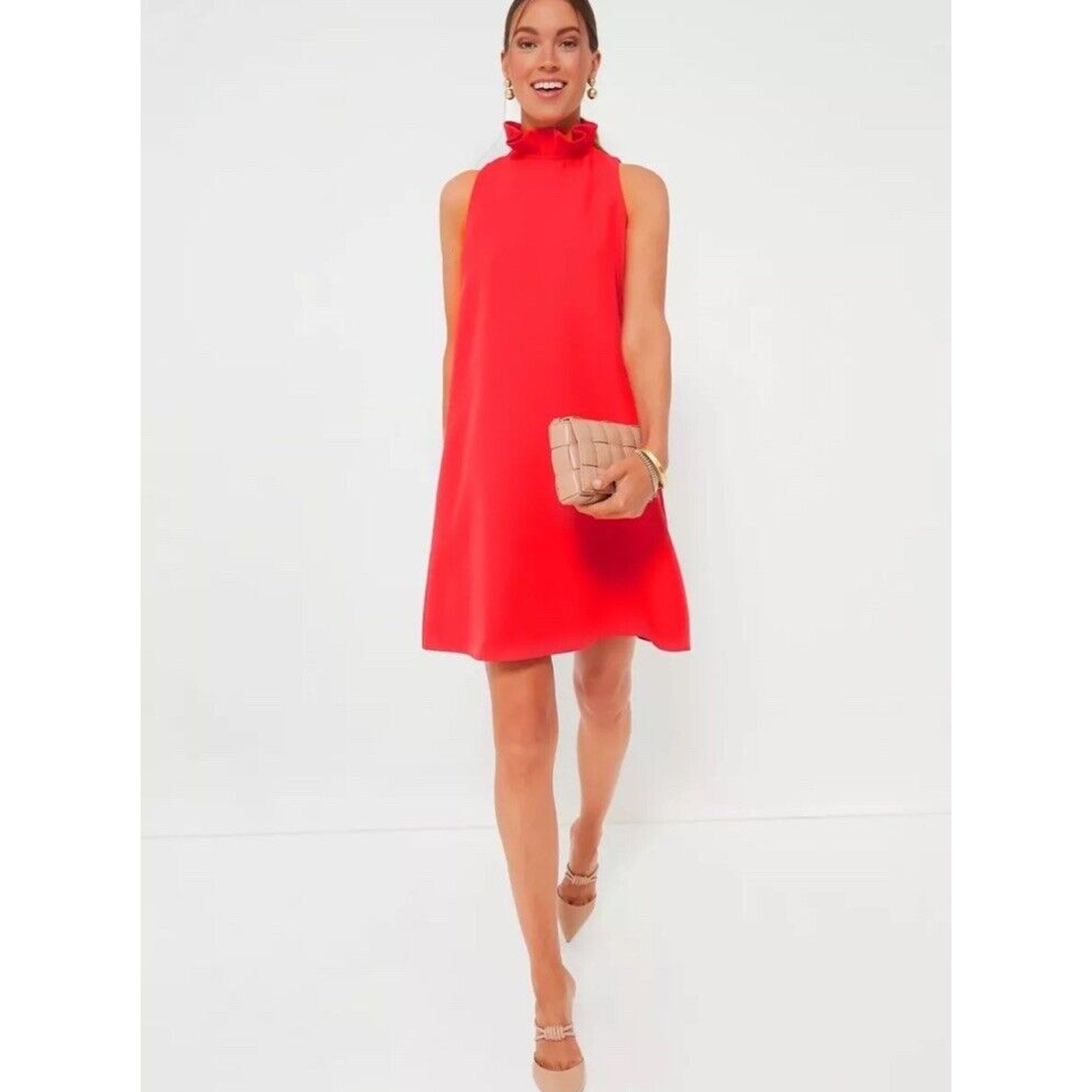 Tuckernuck XS Blythe Cherry Red Bow Sleeveless Ruffle Dress