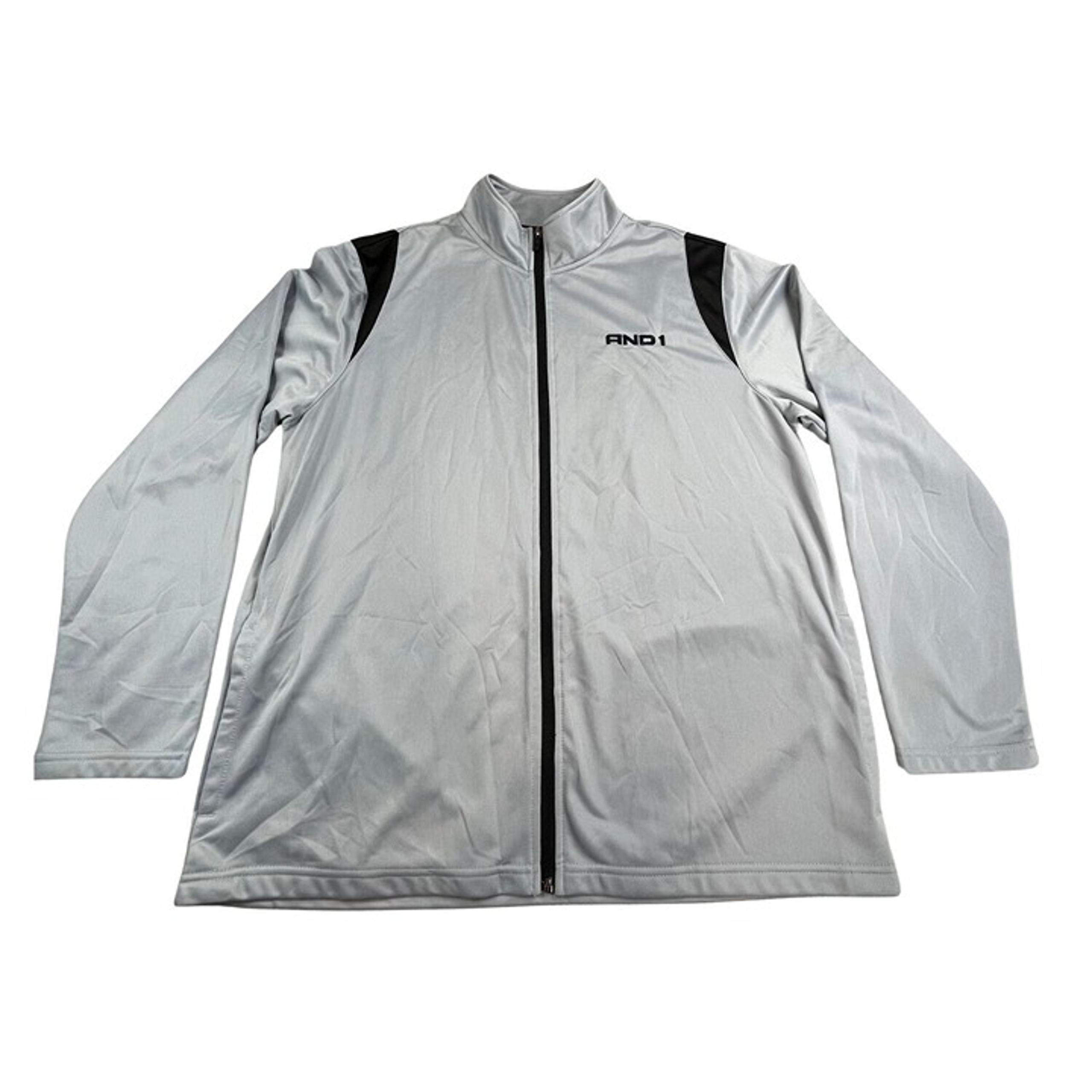 AND1 Sport Men's XL Gray Activewear Collared Basketball Full Zip Warm Up Jacket