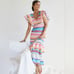 PLENTY by Tracy Reese Ruffled Striped Maxi Dress, Size XS Petite