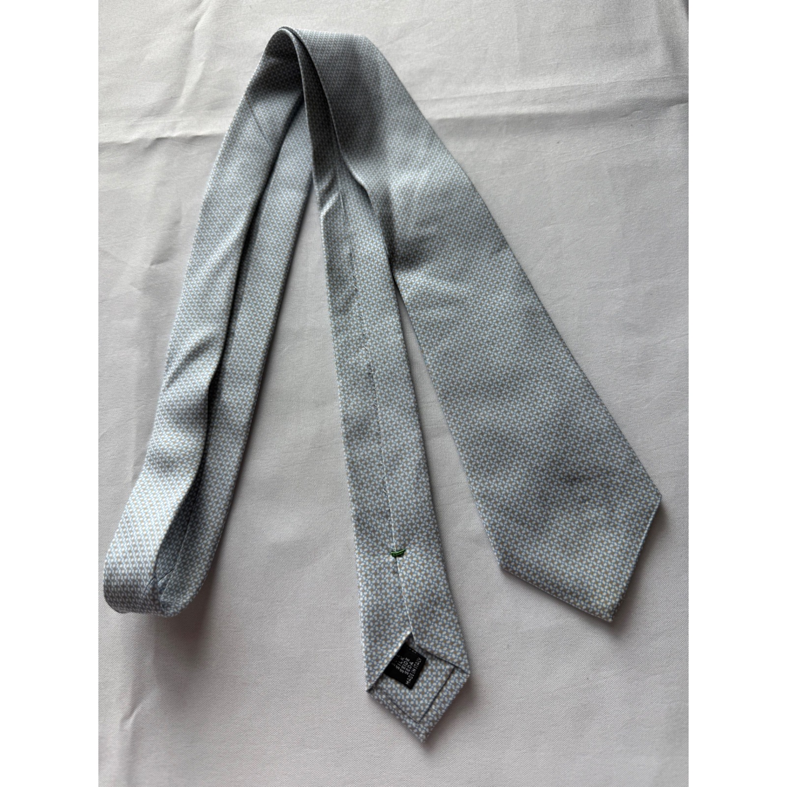 Sid Mashburn Silk Necktie Blue Geometric Pattern Made in Italy