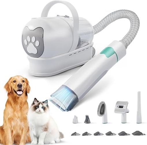 Dog Grooming Kit, Pet Grooming Vacuum with Pet Clipper Nail Grinder, Dog Hair Va