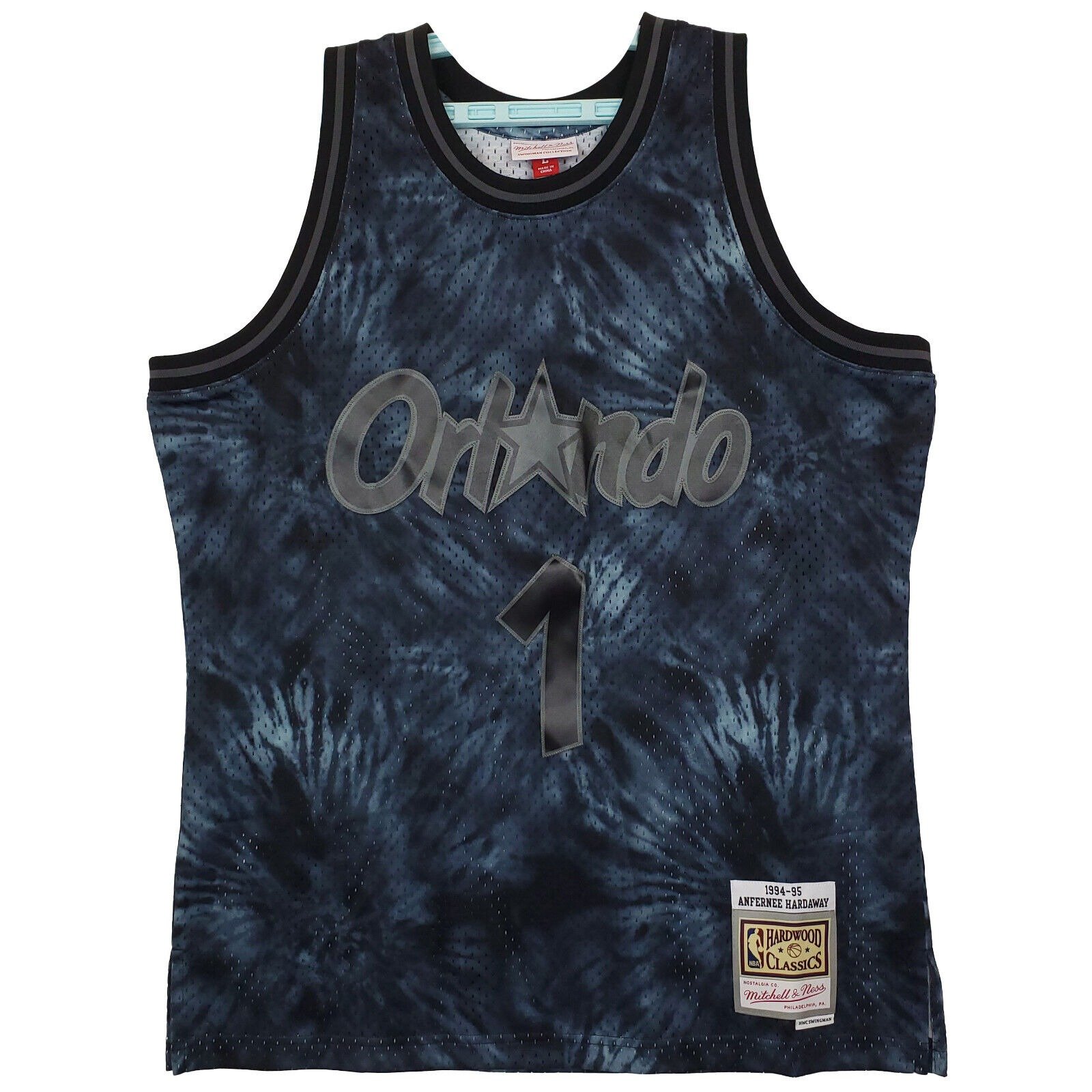Penny Hardaway Orlango Magic Mitchell & Ness NBA Large Jersey Black Tie Dye New