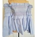 AQUA Brand Womens Tunic Top, Blue&White Stripe, Bell Sleeves Off The Shoulder S