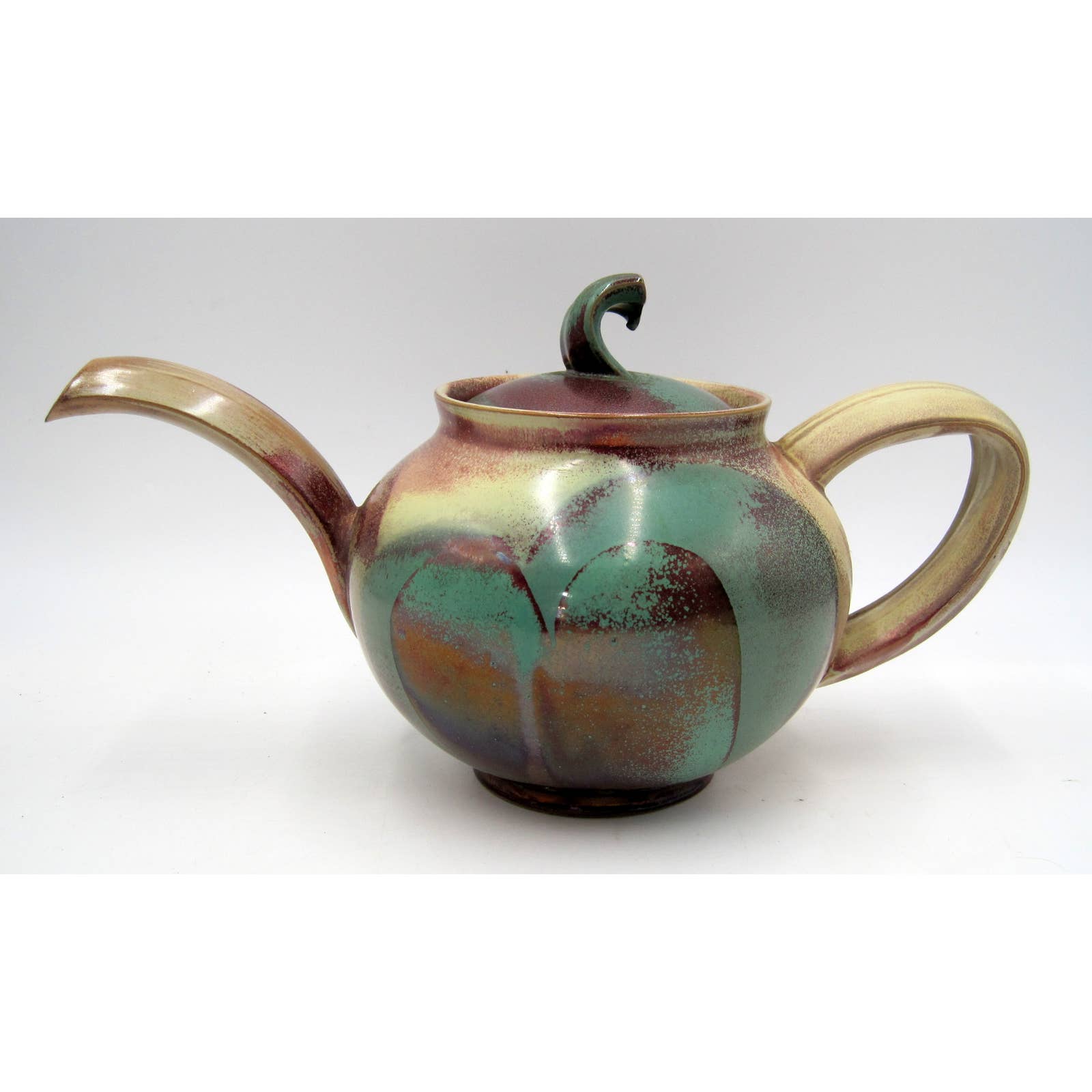 Stunning Vintage Studio Pottery PNW Oregon Artist Teapot Signed Large Raku
