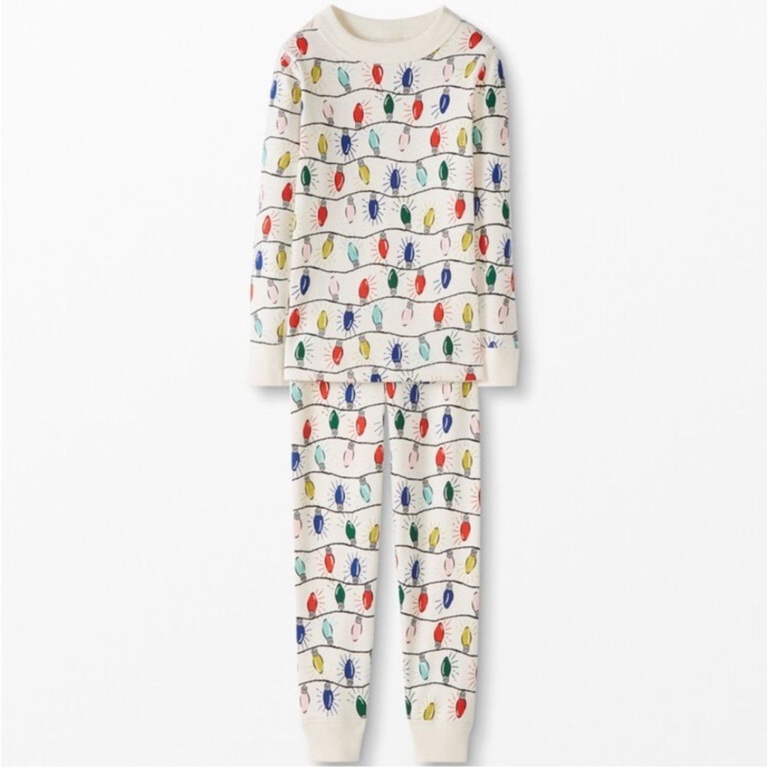 Hanna Andersson Bright Bulbs Long John Pajama Set Size 130 (8)