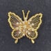 Vintage Gold Tone Filigree Butterfly Brooch Pin Pendant Starburst Rhinestone 3D