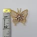 Vintage Gold Tone Filigree Butterfly Brooch Pin Pendant Starburst Rhinestone 3D