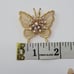 Vintage Gold Tone Filigree Butterfly Brooch Pin Pendant Starburst Rhinestone 3D
