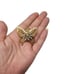 Vintage Gold Tone Filigree Butterfly Brooch Pin Pendant Starburst Rhinestone 3D