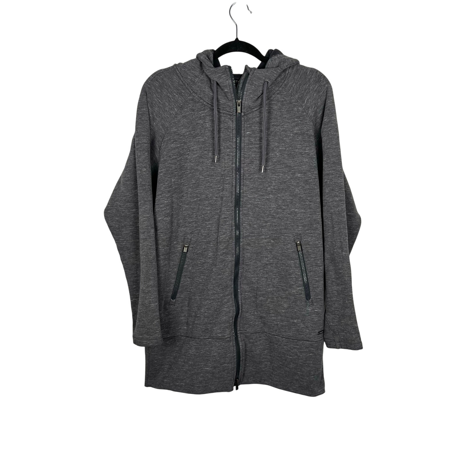 Athleta Stronger Long Hoodie, Charcoal Grey Heather Women's Small