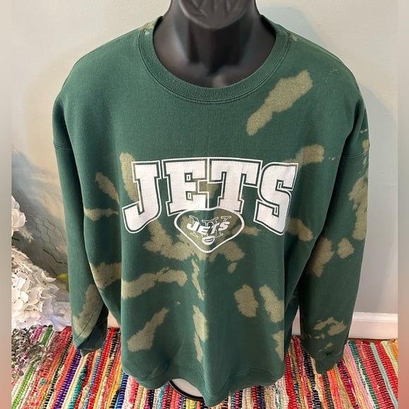 New York JETS Tie Dye Crewneck Sweatshirt Champion NFL Football NYC Green XL