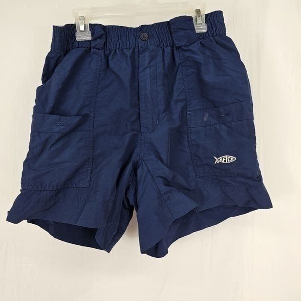 AFTCO Original Fishing Shorts Navy Blue Size 30 M01 Tackle Cargo Bluewater