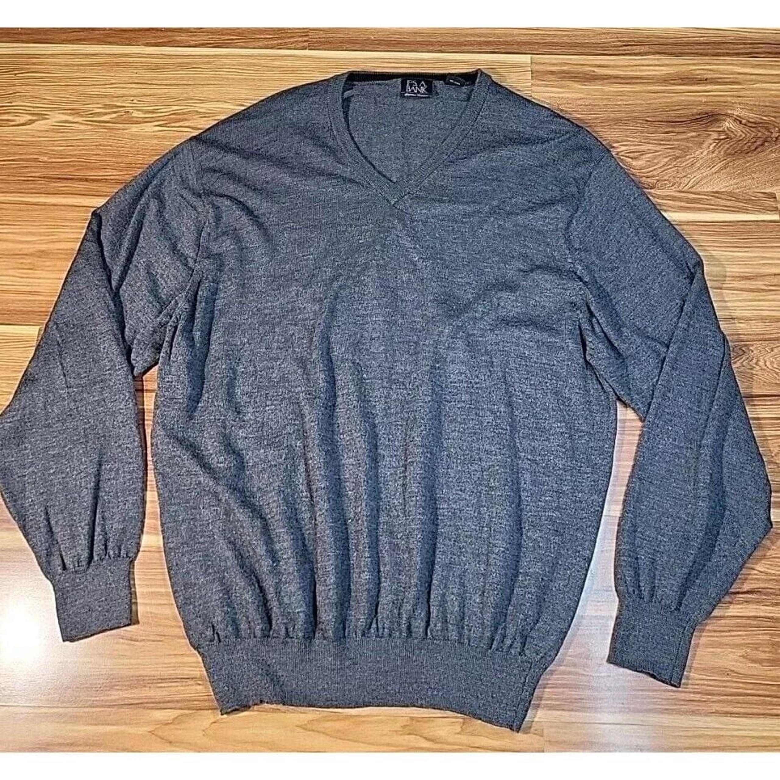 Jos. A. Bank Signature Collection 100% Merino Wool Sweater Mens Size XL Grey