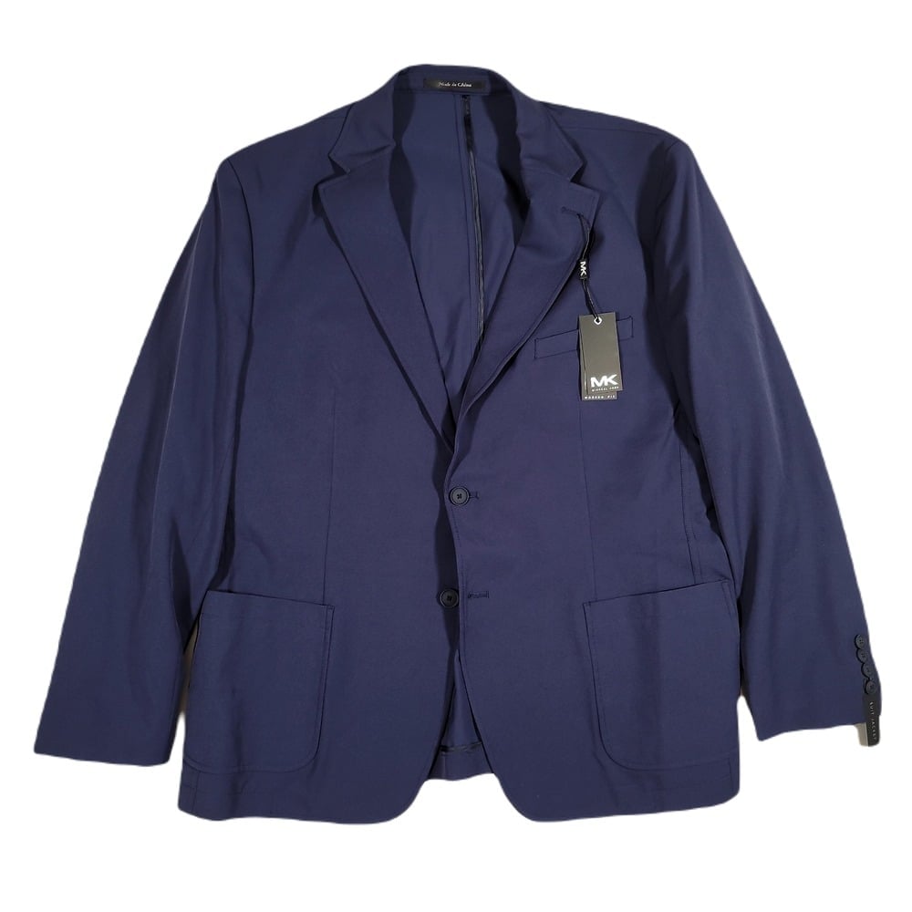 Michael Kors Suit Jacket Mens 48R 48 Blue Solid Modern-Fit Stretch 450