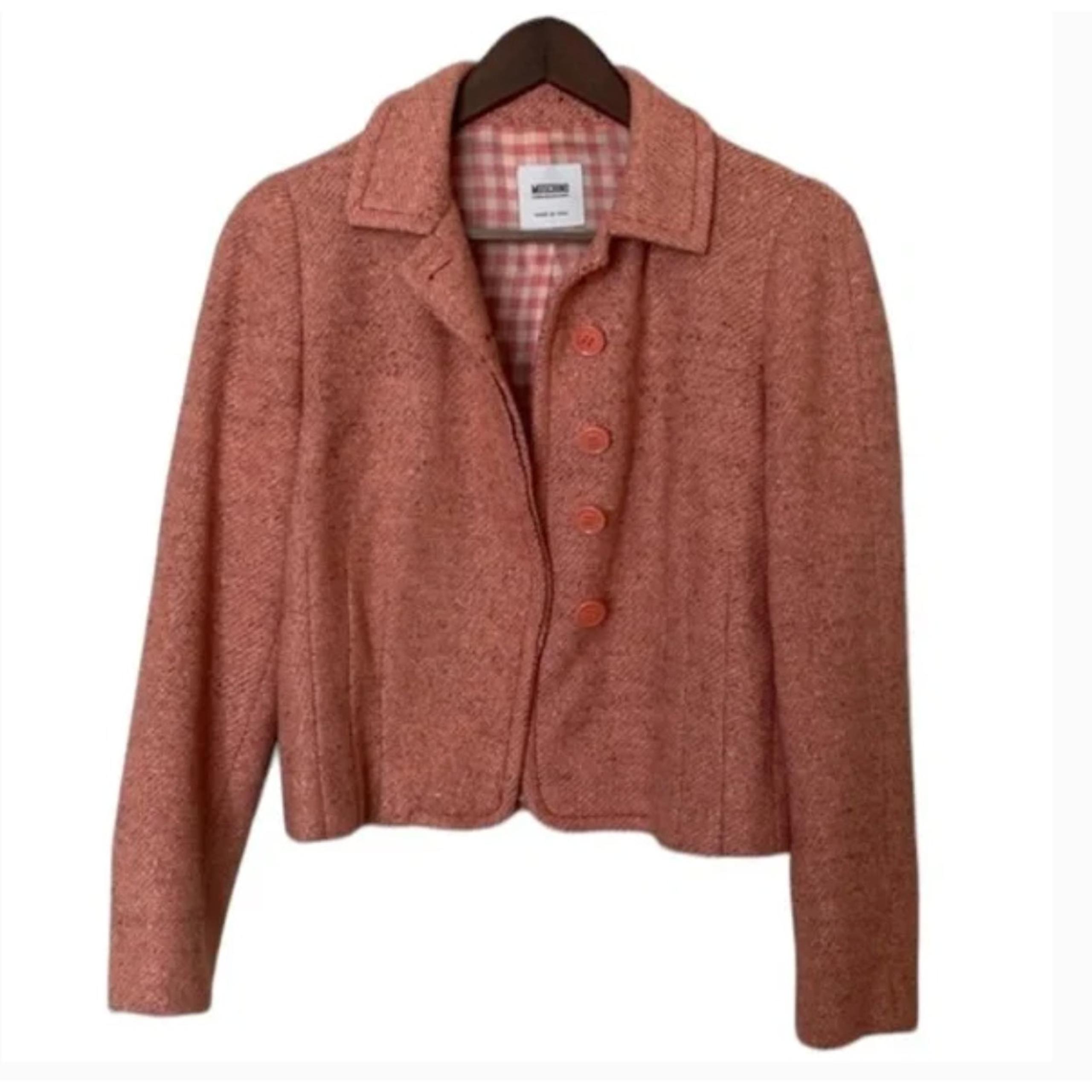Moschino Pink Tweed Wool Blazer Sz 8