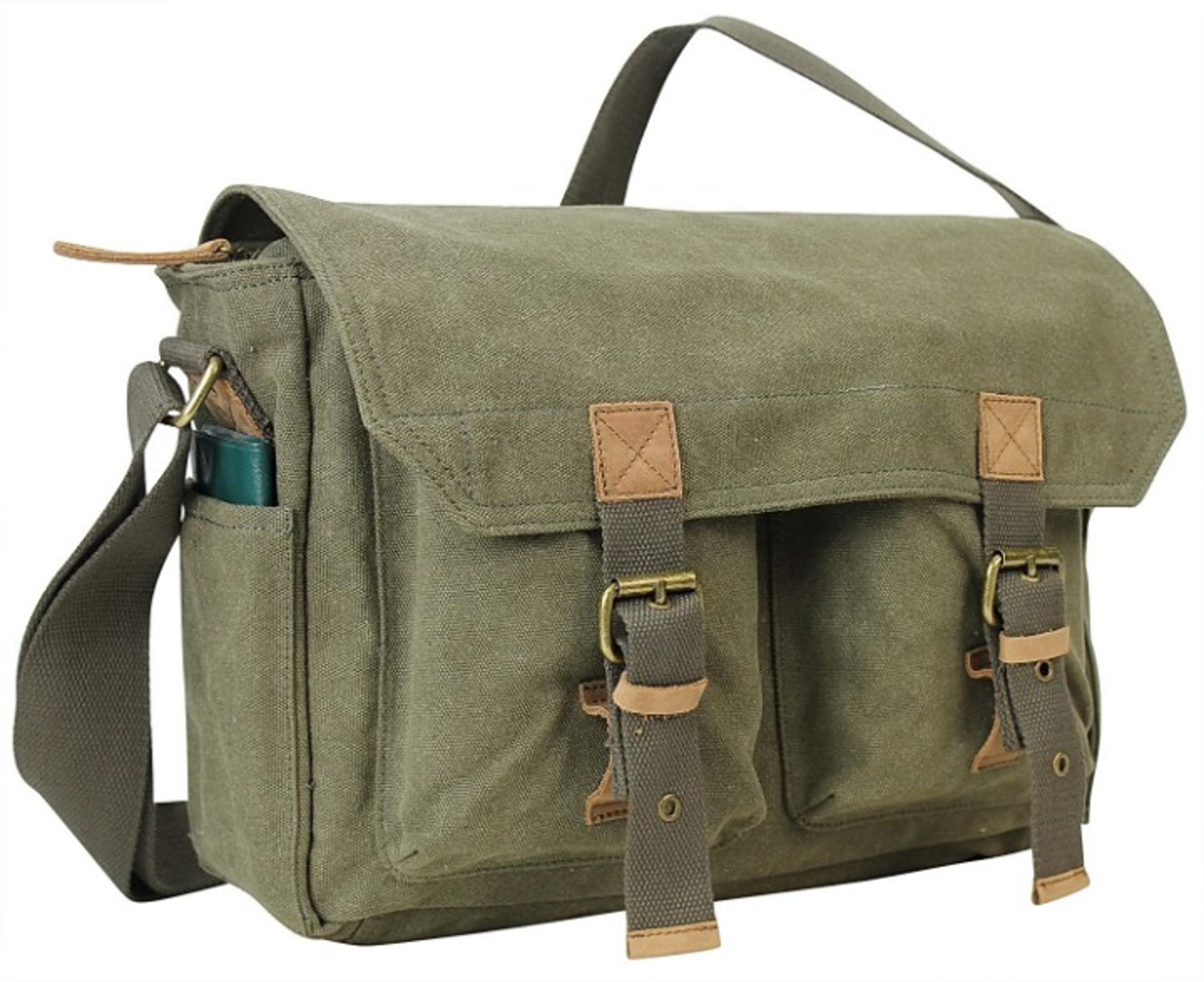 Washed Canvas Messenger Bag C51GRN