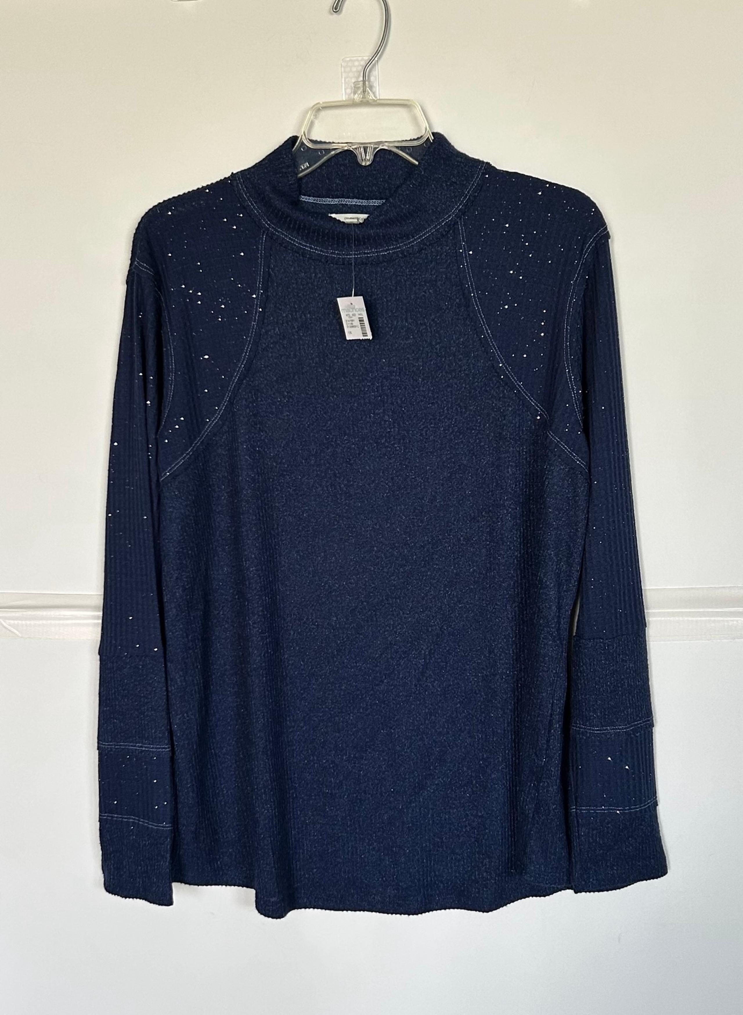 Maurices woman’s LS blue sparkly lightweight sweater. Size 1X. NWT!