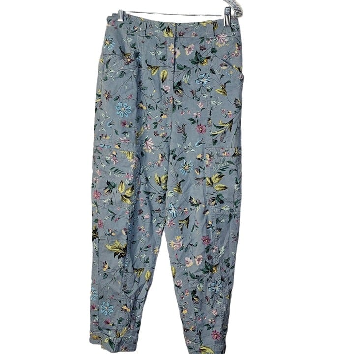 Anthropologie Womens Blue Victoria Floral Cargo Pants 4
