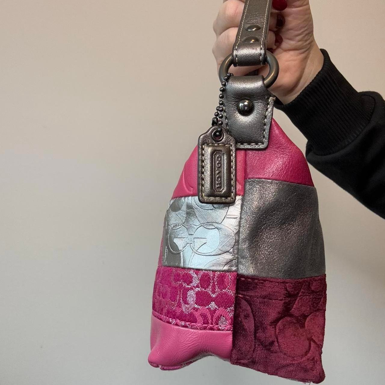 Coach Pink Patchwork Demi Hobo Shoulder Bag Small Mini Purse