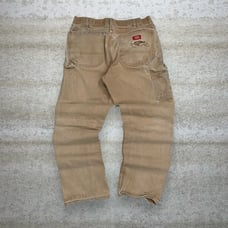 Vintage Dickies Carpenter Pants Camel Tan Canvas Baggy Dungarees Work Wear 90s