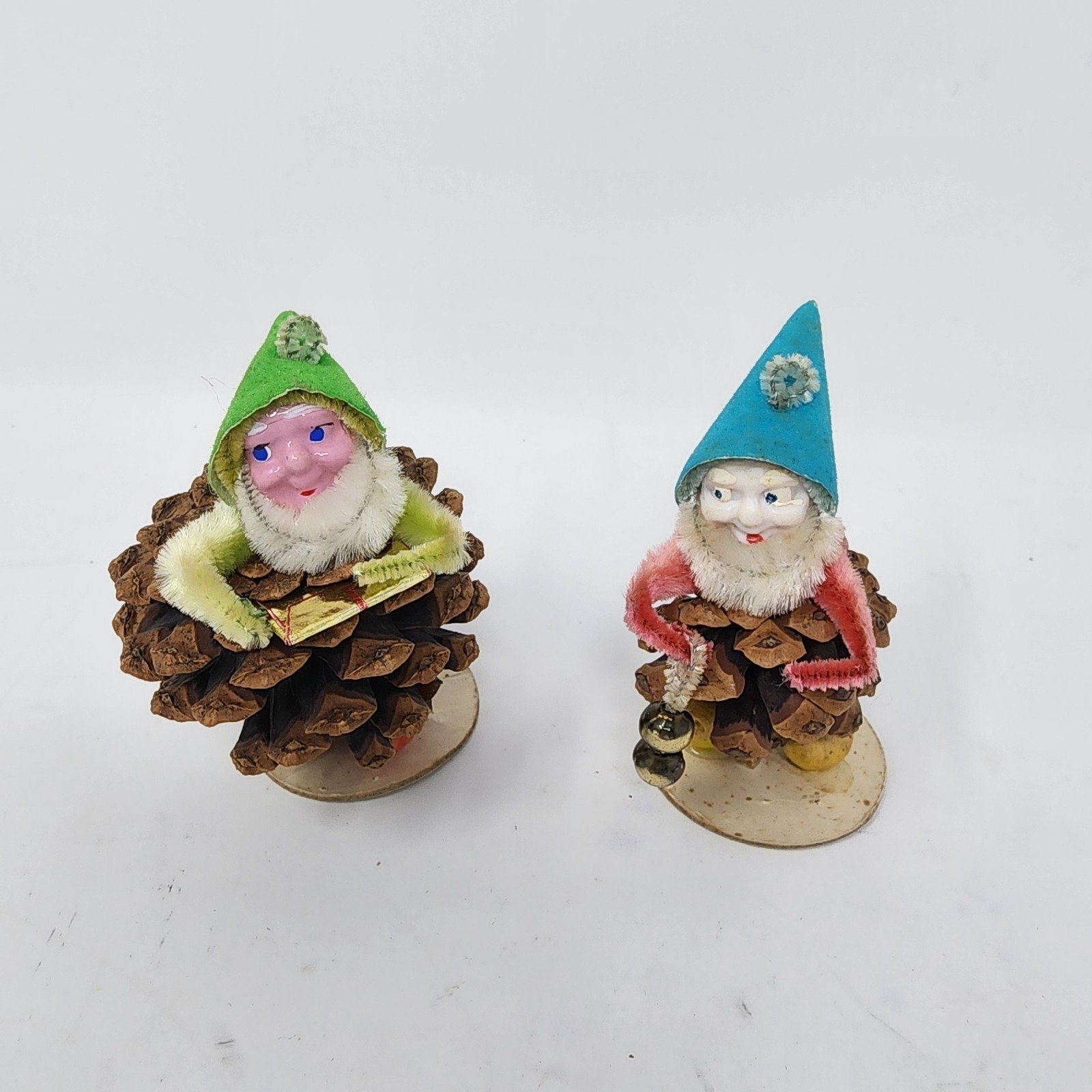 Vintage Christmas Japan Pinecone Elves Gnome Dwarf Pixie Bundle of 2 Kitschy