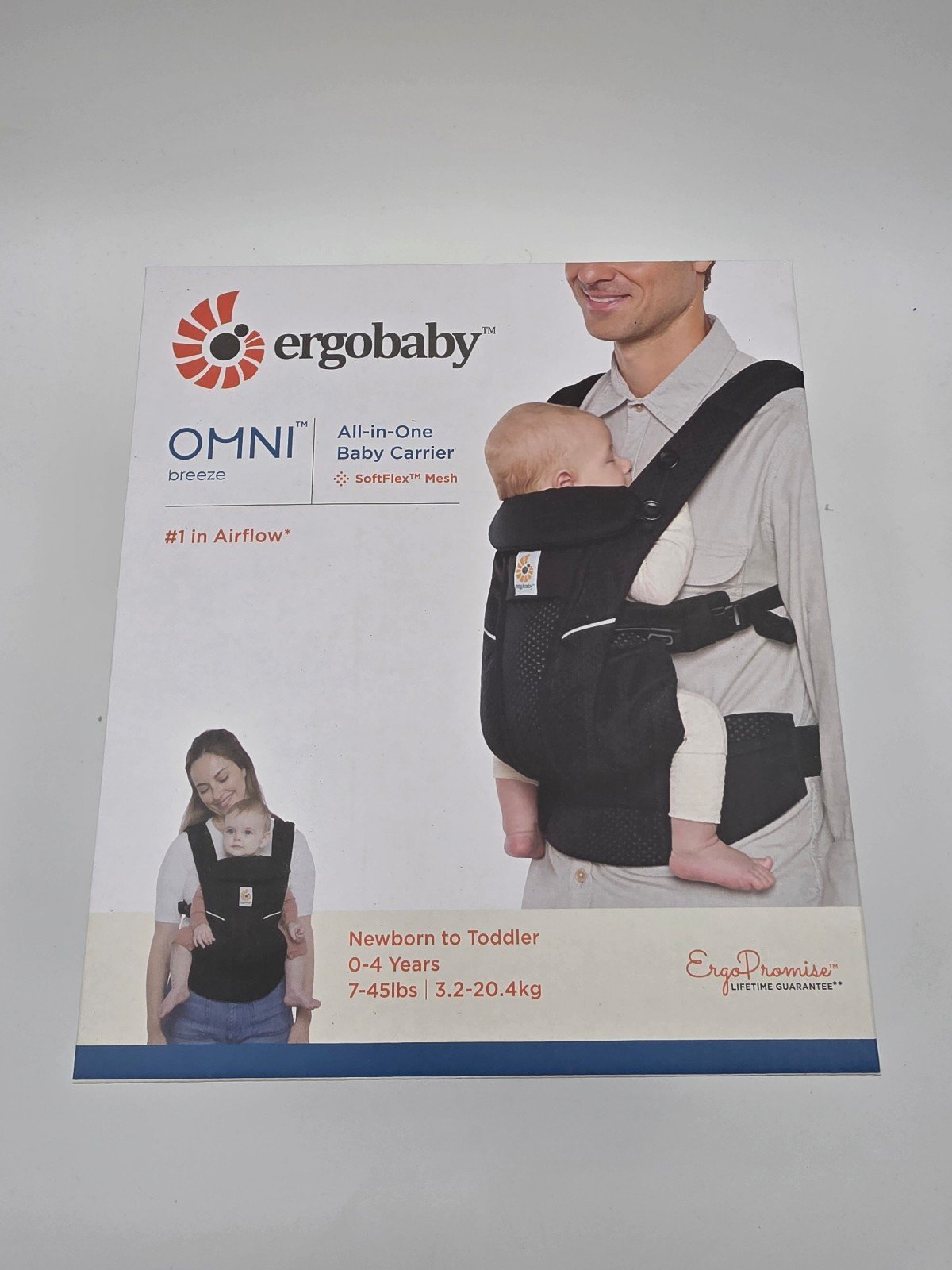 Ergobaby Omni Breeze All-Position Mesh Baby Carrier - Onyx Black New